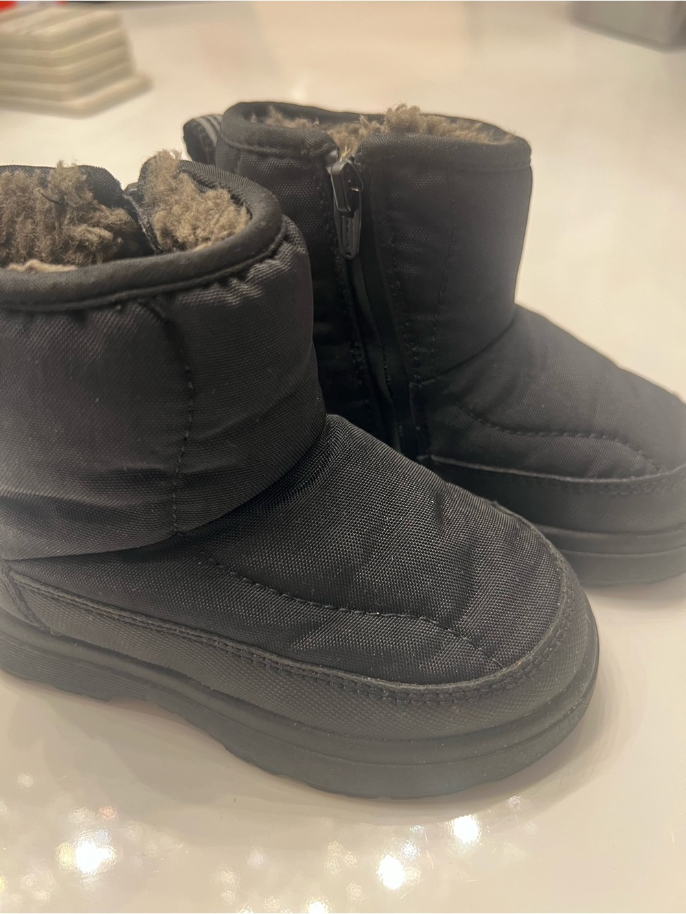 Kids Black Winter Boots with Fleece Lining